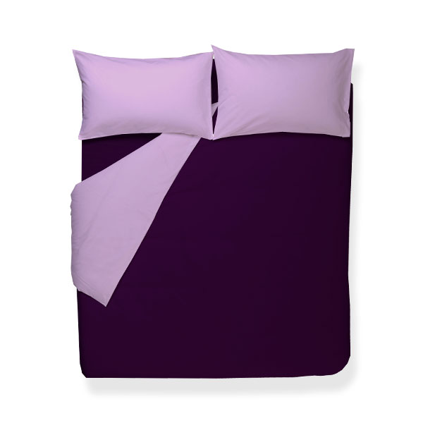 Parure Copripiumini 100% Cotone Double Face Prugna/Lilla Singolo