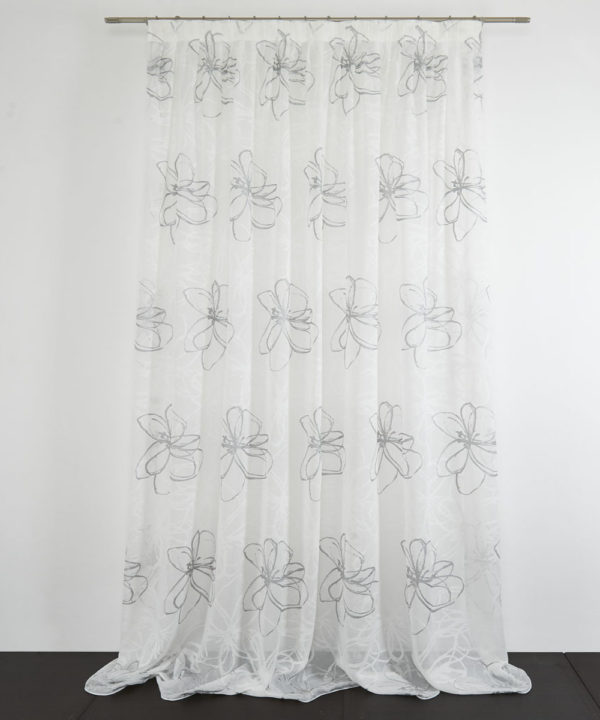 Tessuto Tenda ROSEE col. Grigio 001 + Confezione sartoriale "piega fissa" SU MISURA €69.90 al metro