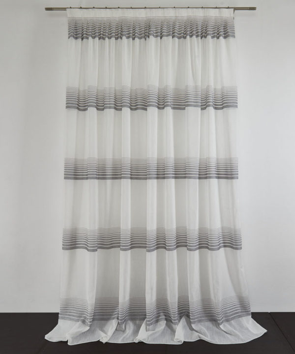 Tessuto Tenda TERESA col. Grigio + Confezione sartoriale "piega fissa" SU MISURA €55.00 al metro