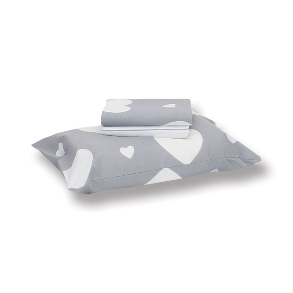 Completo-Lenzuola-Lettino-Love-Grigio