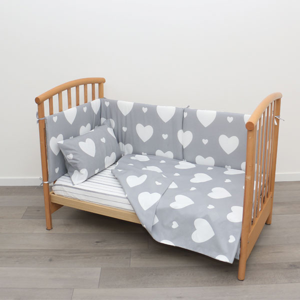 Lettino+Copripiumino+Paracolpi-Love-Grigio