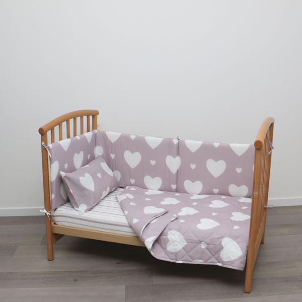 Completo Lenzuola Lettino Love - Malva