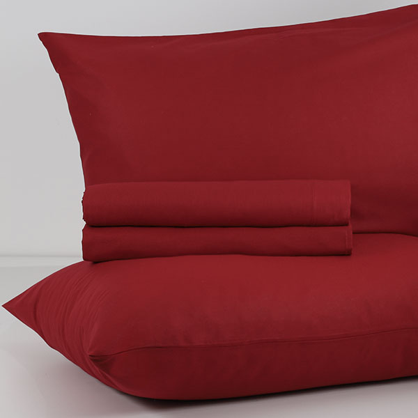 Completo-Lenzuola-Tinta-Unita-Continuativo Color Bordeaux