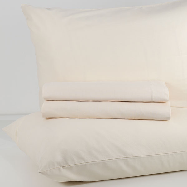 Completo-Lenzuola-Tinta-Unita Continuativo Color-Ecru