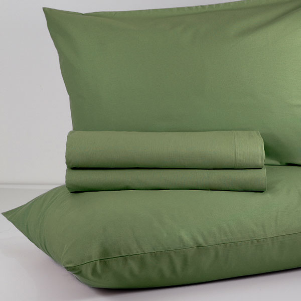 Completo-Lenzuola-Tinta-Unita-Continuativo Color Muschio