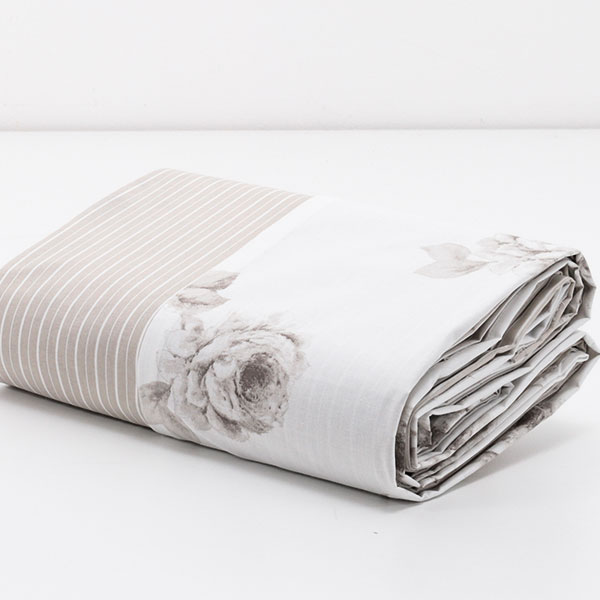 Copripiumino-Frida-100%-Cotone-Rosa-Righe-Tortora