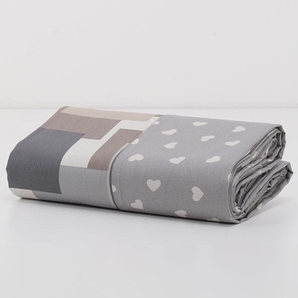 Sacco-Copripiumino-100%-Cotone-Metropoli-Cuoricini-Quadri-Grigio