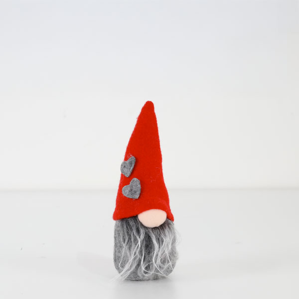 Gnomo Double Heart Mini con Barba – Cappello Rosso 33
