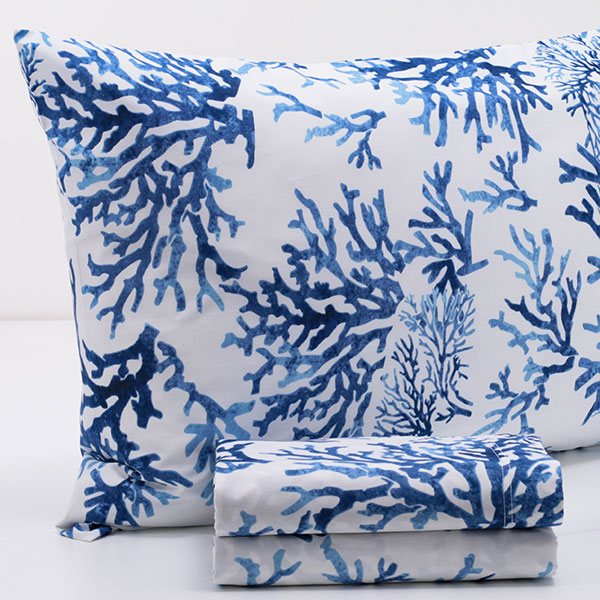 Completo-Letto-100%-Cotone-Singolo-Coralli-Fondo-Bianco-Disegno-Blu-Prodotto