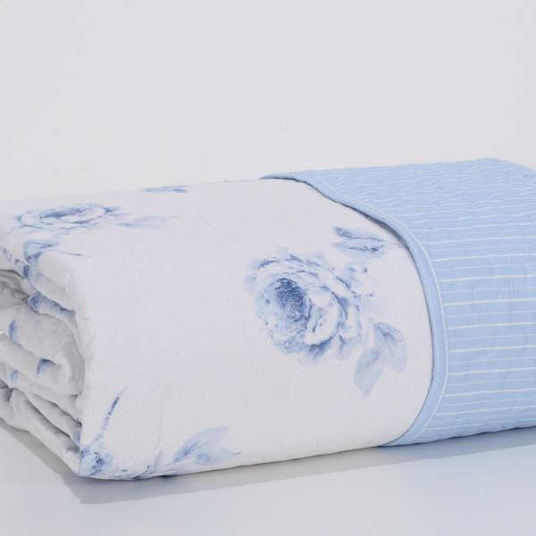 Copriletto Trapuntato mano seta® Frida Rosa Righe Cielo