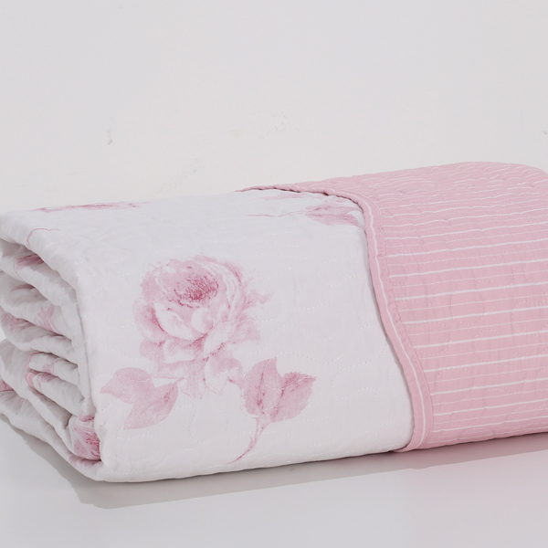 Copriletto Trapuntato mano seta® Frida Rosa Righe Malva