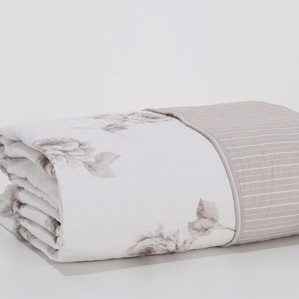 Copriletto Trapuntato mano seta® Frida Rosa Righe Tortora