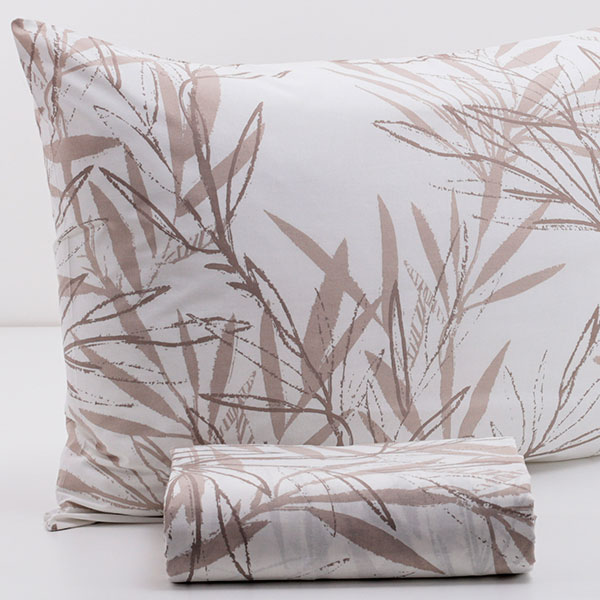 Parure-Copripiumino-Singolo-100%-Cotone-Palmera-Tortora