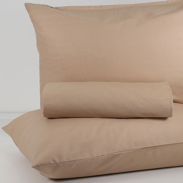 Parure-Copripiumino-Tinta-Unita-Continuativo Color Sabbia