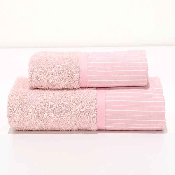 Viso+Ospite Frida Righe Malva Spugna Cipria