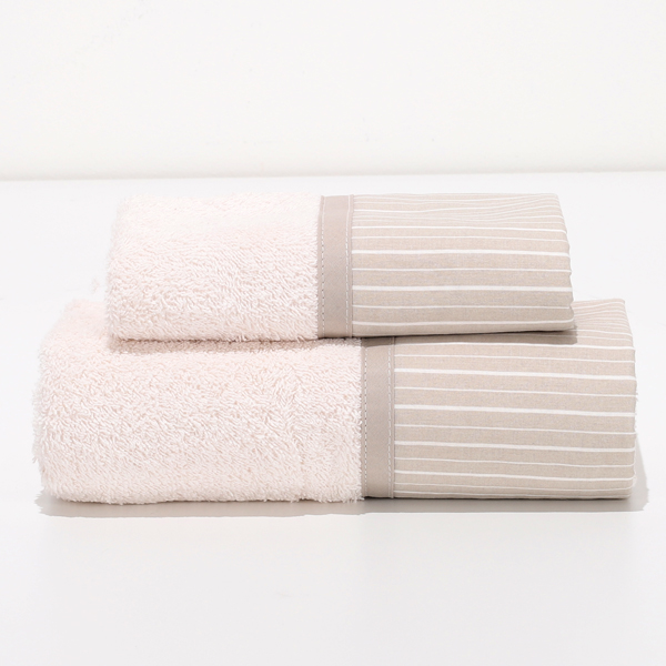 Viso+Ospite Frida Righe Tortora Spugna Avorio