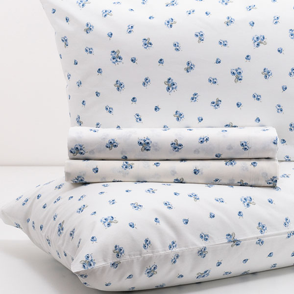 Completo-Letto-Frida-mano seta® Bocciolo-Cielo