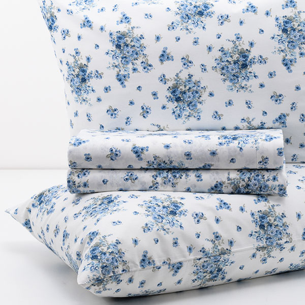 Completo-Letto-Frida-mano seta® Bouquet-Cielo