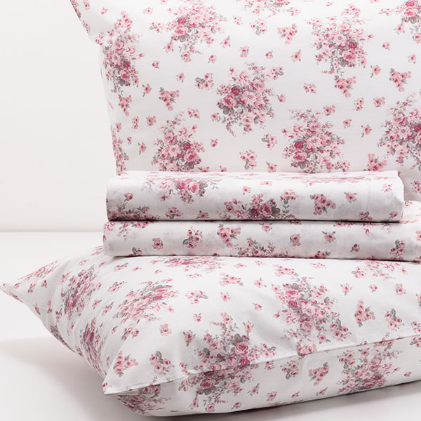 Completo-Letto-Frida-mano seta® Bouquet-Malva