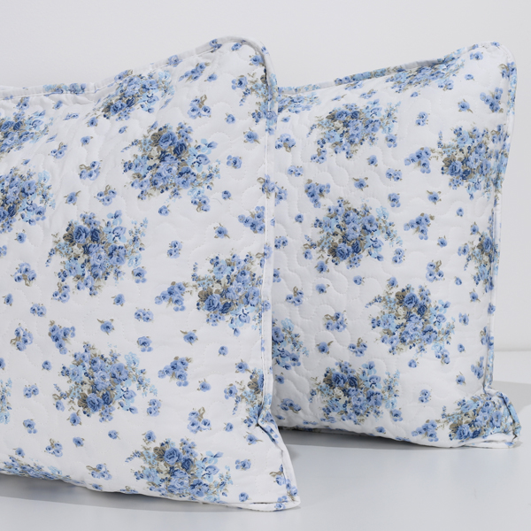 Coppia Copriguanciale Trapuntato Frida Bouquet Cielo