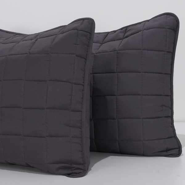 Coppia Copriguanciale Trapuntato mano seta® Tinta Unita Antracite