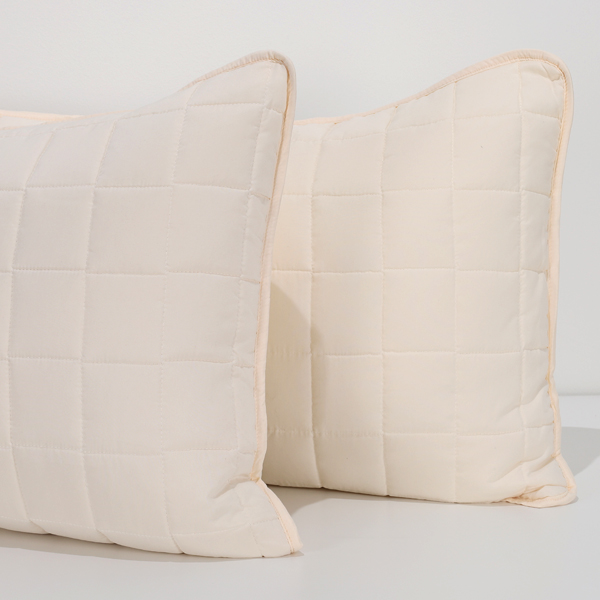 Coppia Copriguanciale Trapuntato mano seta® Tinta Unita Avorio