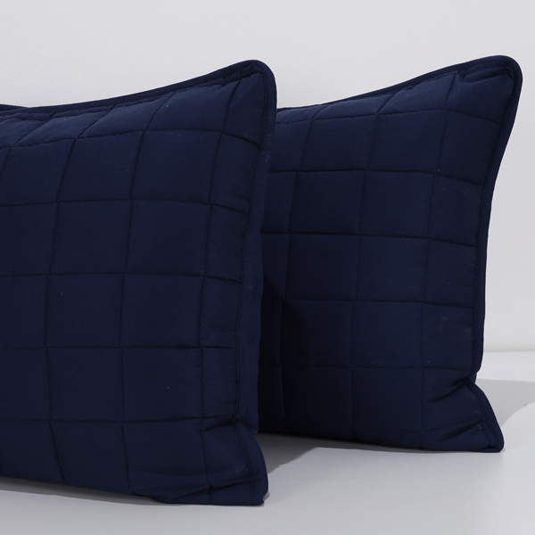 Coppia Copriguanciale Trapuntato mano seta® Tinta Unita Blu