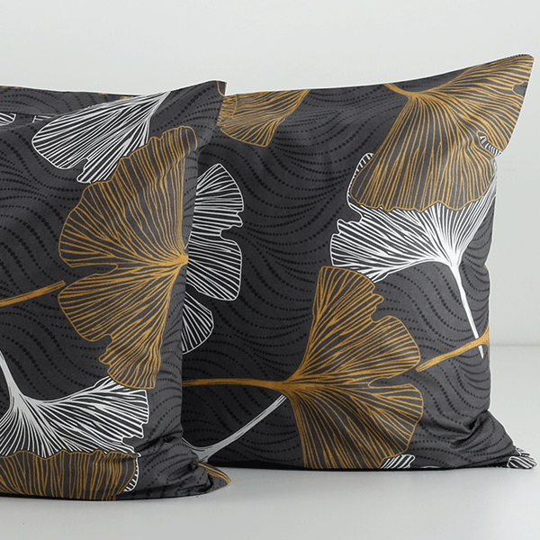 Coppia Federe 100% Cotone "Biloba" Fumo