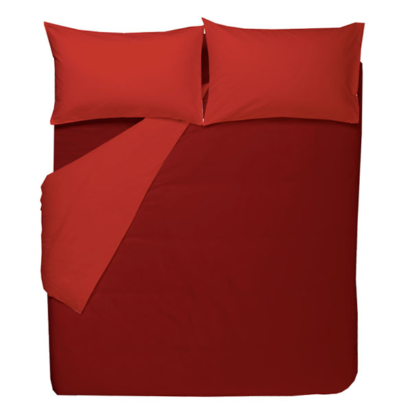 Parure-Copripiumino-mano-seta®-Duo-Bordeaux-Rosso