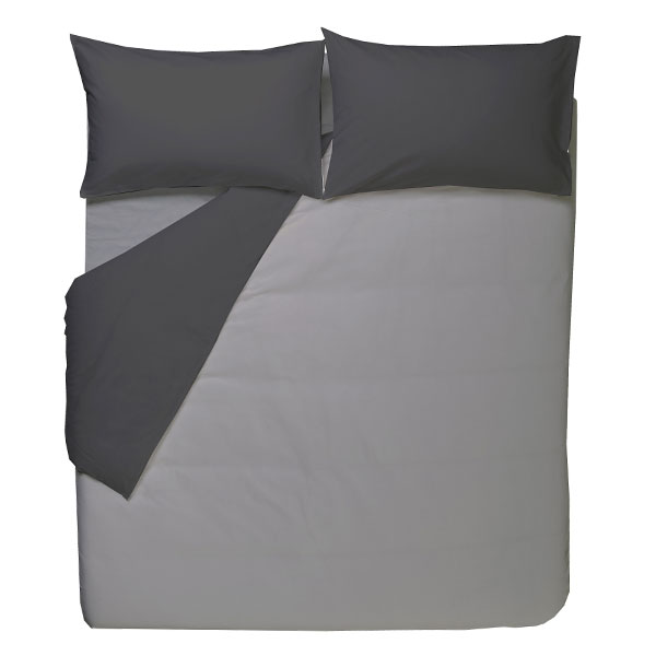 Parure-Copripiumino-mano-seta®-Duo-Grigio-Charo-Grigio-Scuro