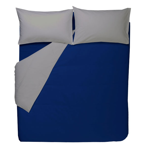 Parure-Copripiumino-mano-seta®-Duo Grigio-Chiaro-Blu