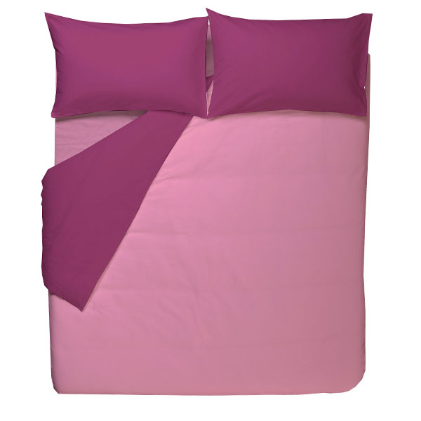 Parure-Copripiumino-mano-seta®-Duo Rosa-Lavanda