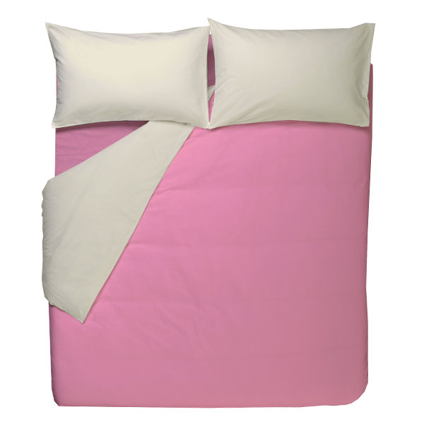 Parure-Copripiumino-mano-seta®-Duo Rosa-Panna