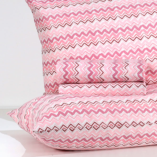 Completo-Lenzuola-Cotton-Zig-Zag-Rosa